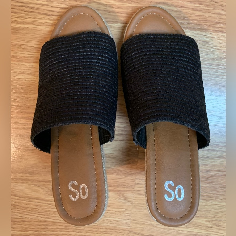 SO brand black wedge heels, Size 8